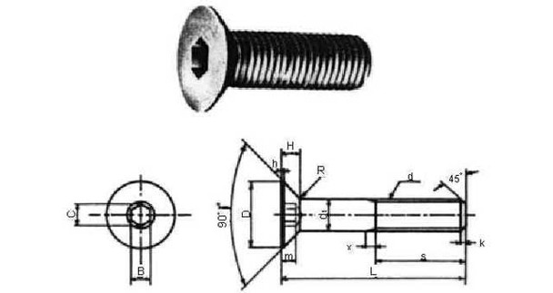 IMPA 690601 HEX.SOCKET COUNTERSUNK HEAD SCREW M10x30 DIN7991-S.S.A2