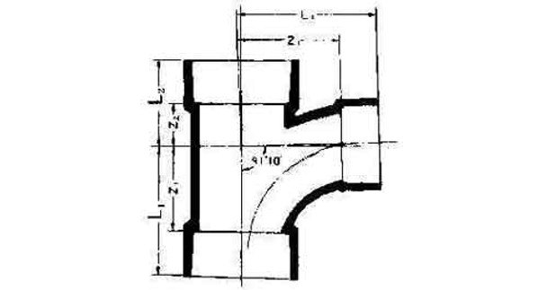 IMPA 732901 REDUCING TEE 90degr PVC 40x32x40mm  FOR DRAIN