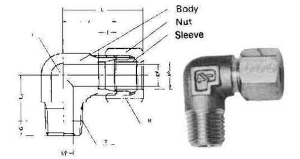 IMPA 734085 FLARELESS MALE ELBOW BRASS 8mm x BSP 1/4"