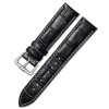 Crocodile White Stitch (Black) Genuine Leather Watch Strap