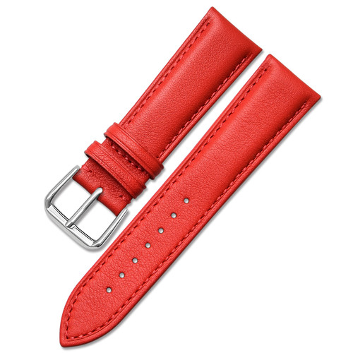 Natural (Red) Genuine Leather Watch Strap