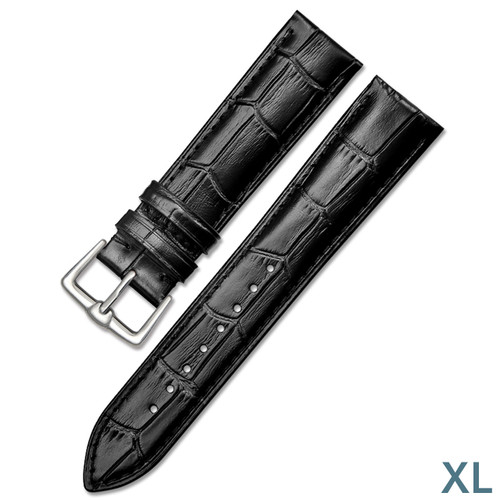 Crocodile (Black) Extra Long Genuine Leather Watch Strap