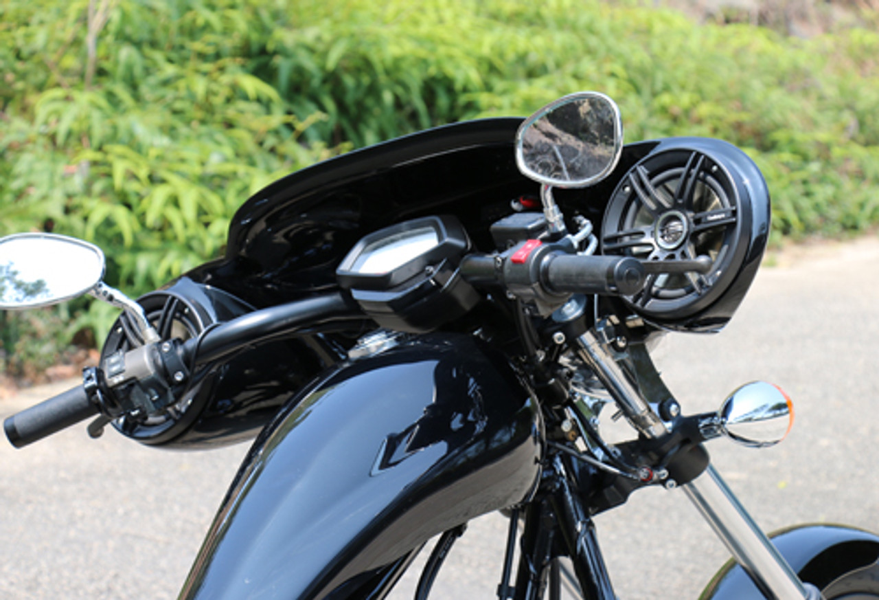 Small Black Batwing Fairing with Stereo 6 1/2" Speakers Honda Fury