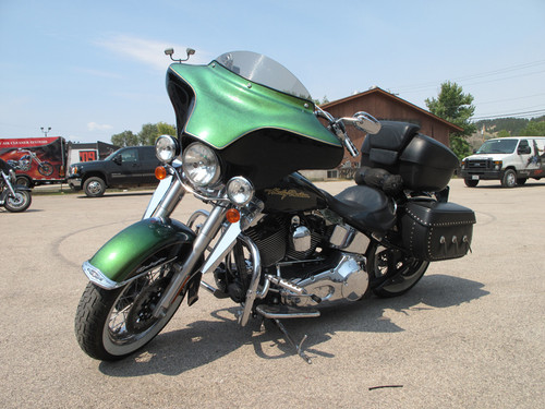 Black Paint 6x9 Batwing Fairing Harley Davidson Heritage Softail Classic FLSTC (Disclaimer: Part Only, bike is only used for illustrative purposes)