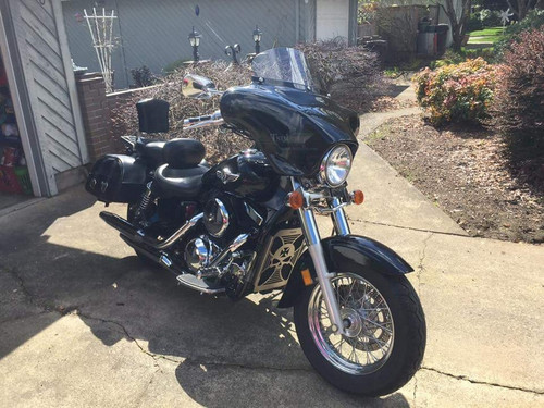 Batwing 6x9 Fairing with Full Stereo for Kawasaki VN1500 Vulcan Classic Fl (2001-2008) - Gloss Black Painted