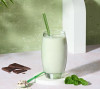 Herbalife Formula 1 Healthy Meal Nutritional Shake Mix (Mint and Chocolate) 550g. Shake in a glass.