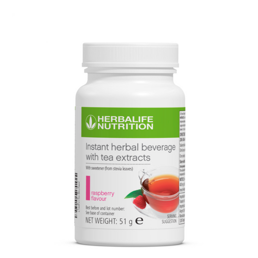 Herbalife Instant Herbal Beverage with Tea Extracts Raspberry Flavour (51g). Container.