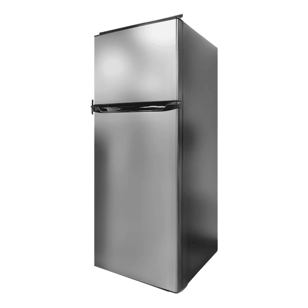 Refrigerator / Freezer; Everchill; Dual Compartment Refrigerator; Permanent Bolt-In; 10.7 Cubic Foot; 12 Volt DC; Digital Temperature Setting; LED Lighting; 59-3/4 Inch Height x 23-1/2 Inch Width x 25-3/4 Inch Depth; Black; Left Hand Swing