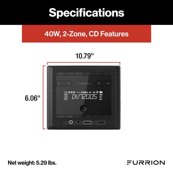 Furrion RV and Marine 2-zone Stereo (DV7200S) 40 Watt
