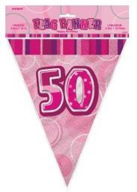 Glitz Pink Flag Banner 50