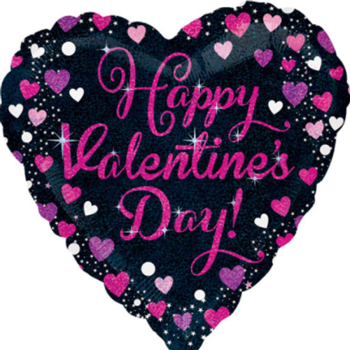 Sparkling Happy Valentines Day Holographic Foil Balloon