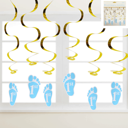 1st Birthday Hanging Swirls - Blue