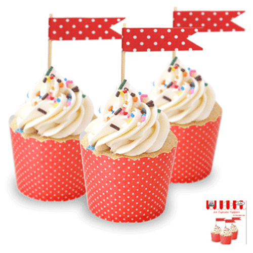 Cake Topper Flags - Red