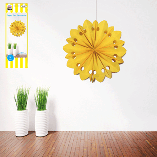 50cm Paper Fan Decoration - Yellow