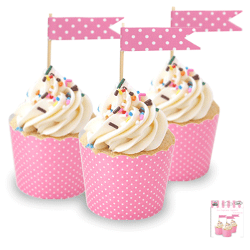 Cake Topper Flags - Pink