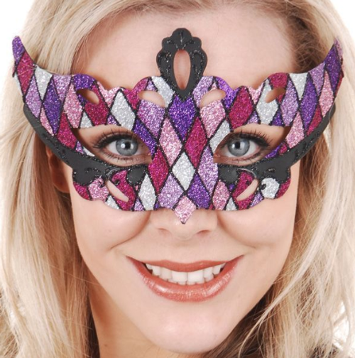 Eyemask Masquerade Giovanna Diamond Pink and Purple Glitter