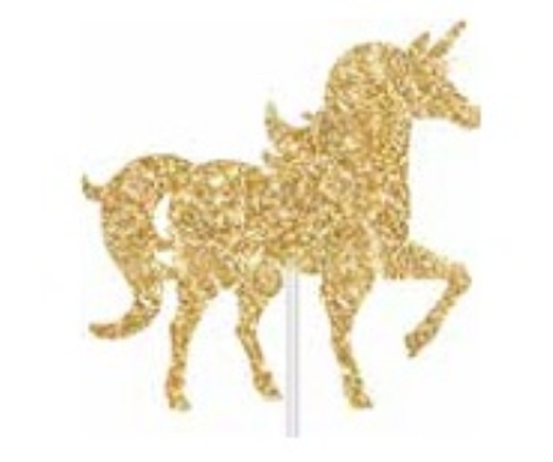 Cake Topper Unicorn Gold Glitter