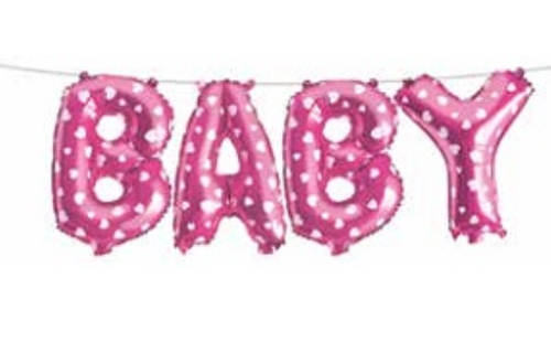 35cm Baby Letter Balloon Set - Pink