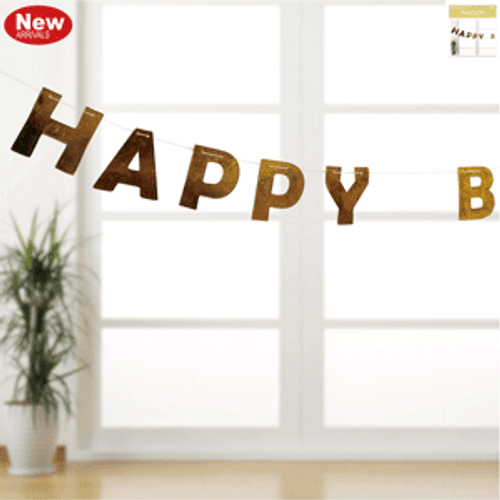 Happy Birthday Letter Banner - Gold