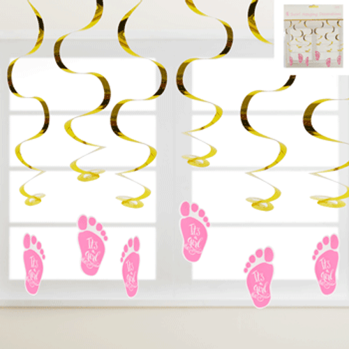 Baby Shower Hanging Swirl - Pink