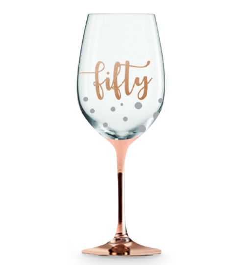Fifty Wine Glass Rose Gold