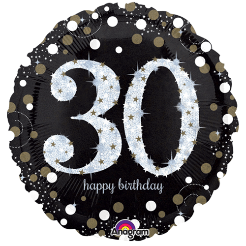 Sparkling Birthday 30 Jumbo Holographic Foil Balloon