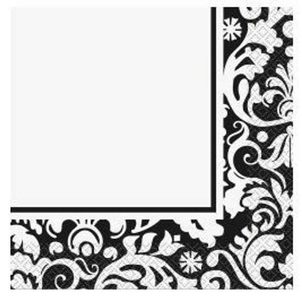 Black Damask Luncheon Napkin