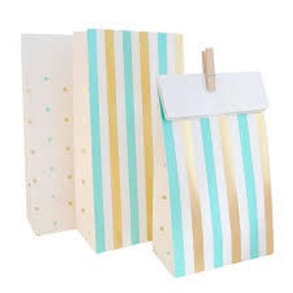Gold & Mint, Stripes & Dots Treat Bags