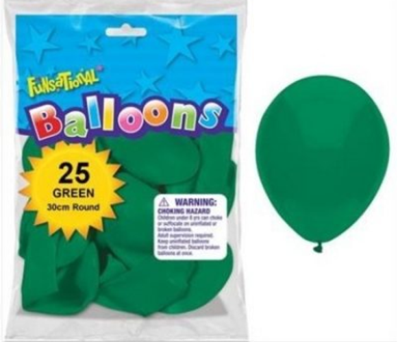 Funsational Green 12 inch (30cm) Latex Balloons 25 Count