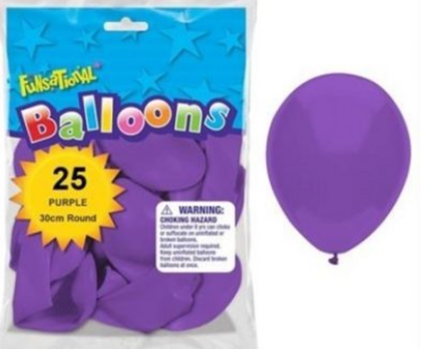 Funsational Purple 12 inch (30cm) Latex Balloons 25 Count