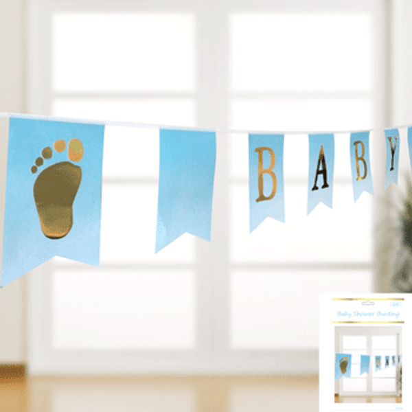 Baby Shower Bunting - Foiled Blue