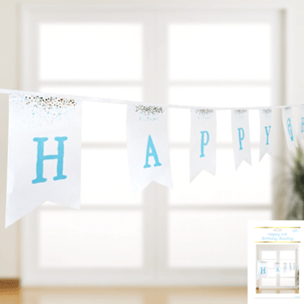 1st Birthday Bunting - Foiled Blue