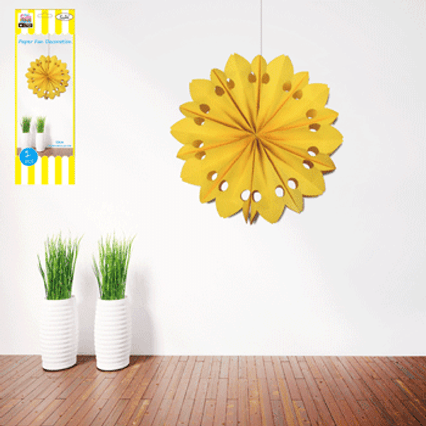 50cm Paper Fan Decoration - Yellow