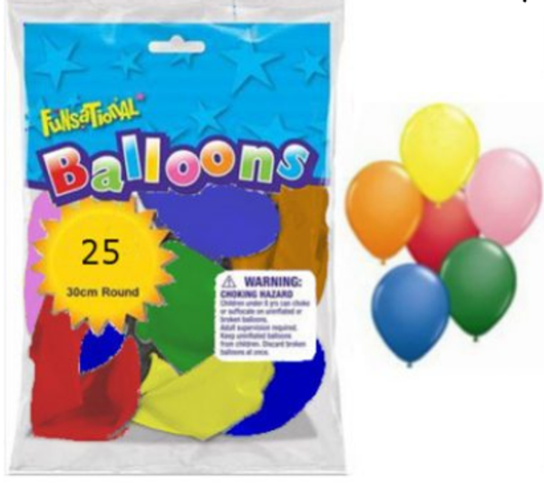 Funsational Standard Assortment 12 inch (30cm) Latex Balloons 25 Count