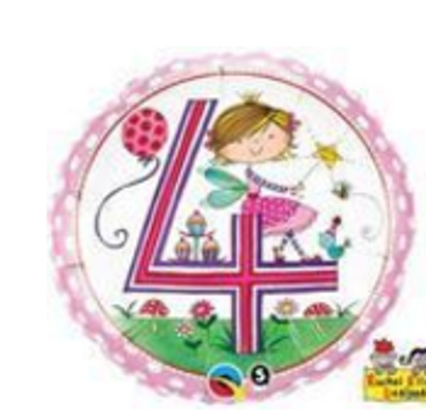 Age 4 Fairy Polka Dots Foil Balloon
