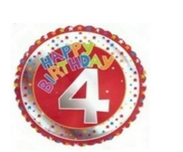4th Birthday Red And Silver Balloon