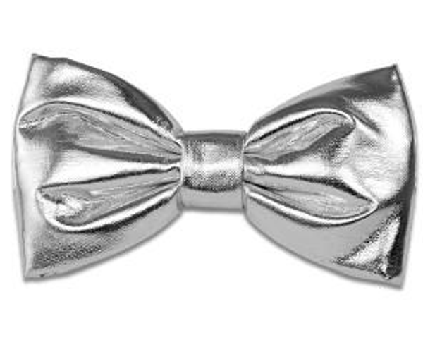 Metallic Silver Bow Tie