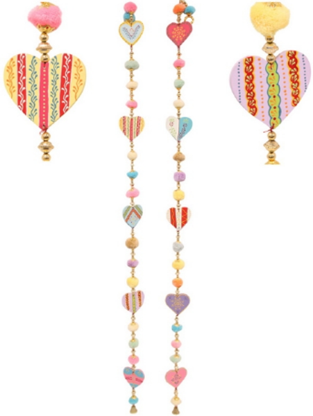 Hanging Hearts with Pompoms