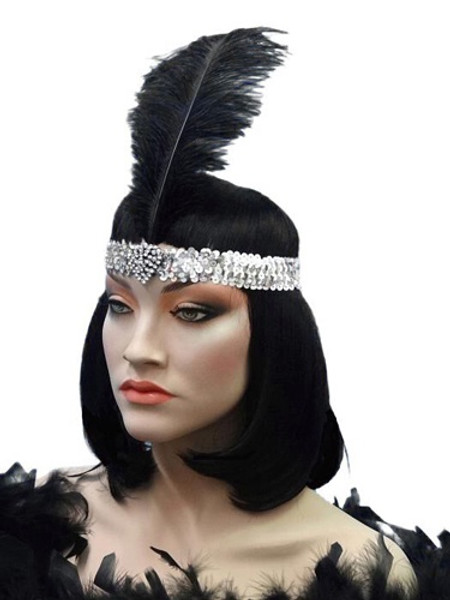 Crystal Heart Silver Flapper Headband