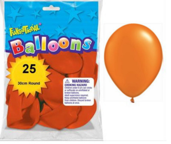 Funsational Pearl Orange 12 inch (30cm) Latex Balloons 25 Count