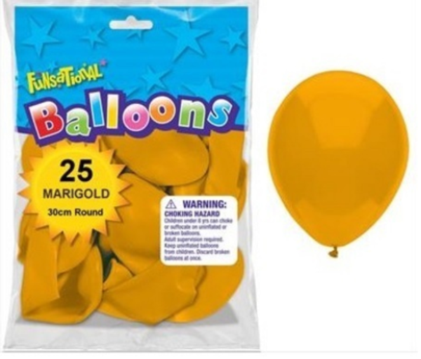 Funsational Marigold 12 inch (30cm) Latex Balloons 25 Count