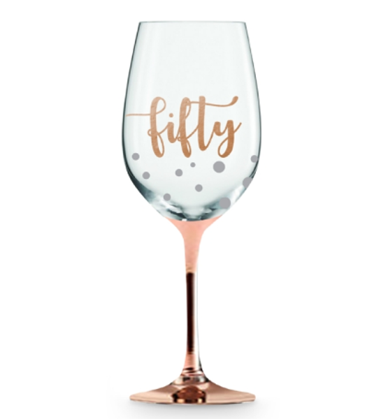 Fifty Wine Glass Rose Gold
