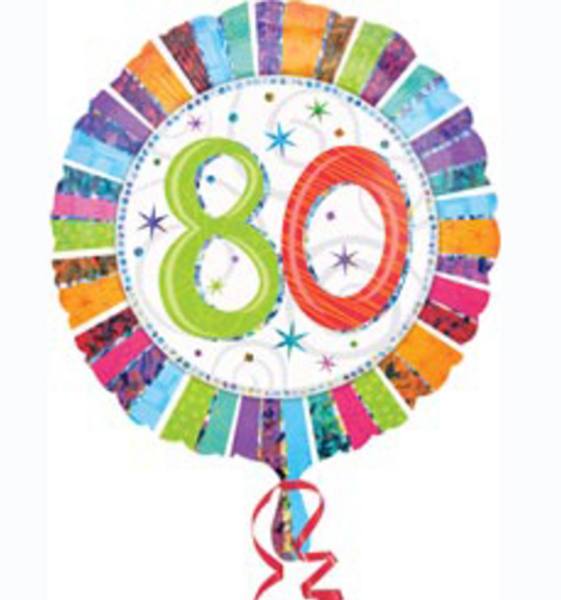Radiant Birthday 80 Prismatic Foil Balloon