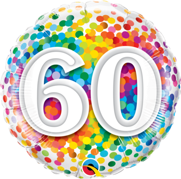 60 Rainbow Confetti Foil Balloon