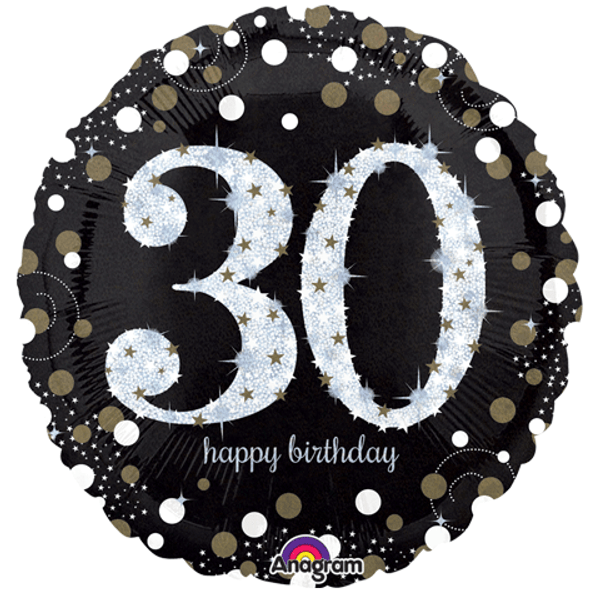 Sparkling Birthday 30 Jumbo Holographic Foil Balloon
