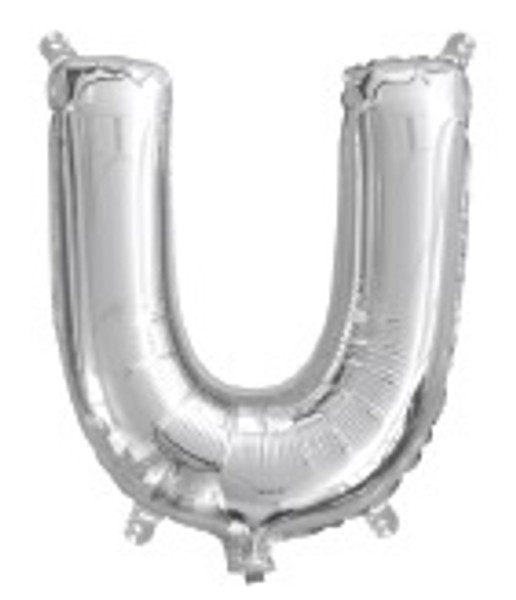 Silver 16inch Letter U Balloon