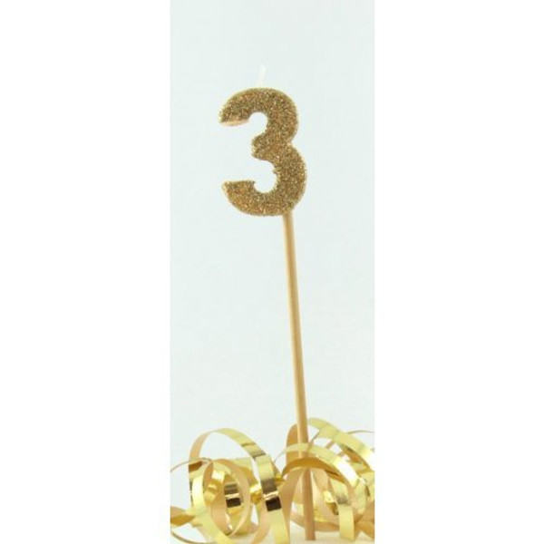 Gold Glitter Long Stick Candle #3