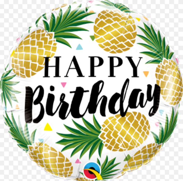 Happy Birthday Golden Pineapples Foil Balloon