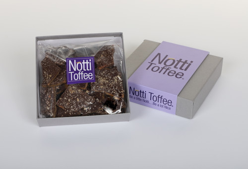 Lg clear box 20 oz  of dark chocolate pecan coffee toffee