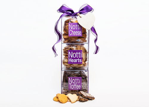 Triple tower. containing a lb of dark chocolate pecan, a generous amount of